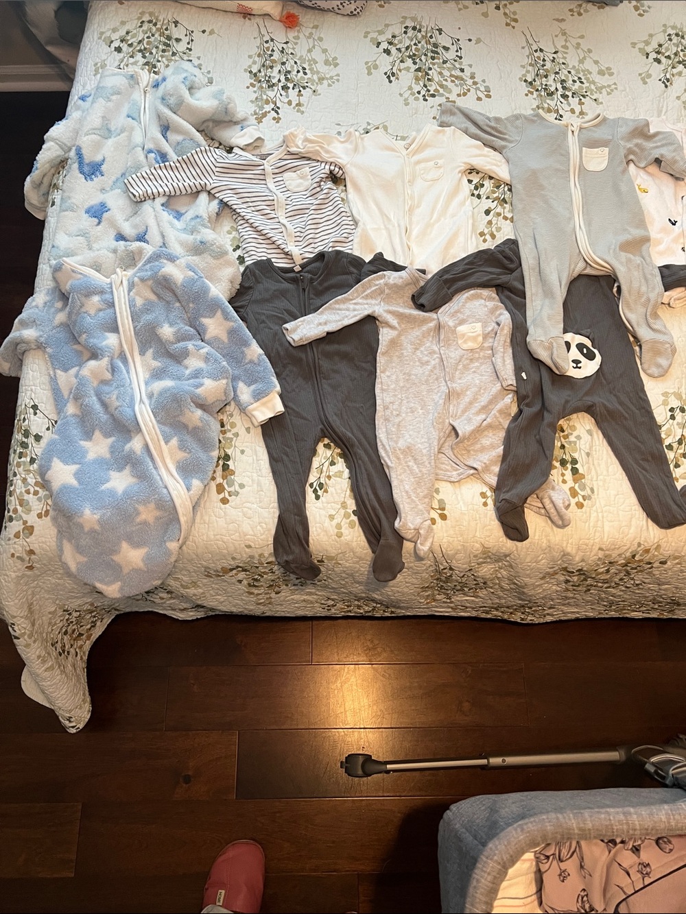 Mori One-Piece Sleepwear Bundle 0-3M 4 pieces and 3-6M 3 pieces + sleep sack 3